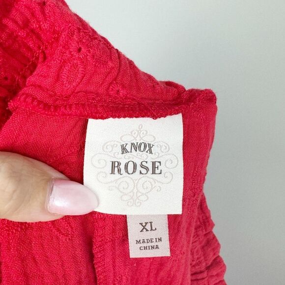 KNOX ROSE | NEW Rebel Red Eyelet Pull On Belted Shorts Women’s Size X-Large - Picture 9 of 10